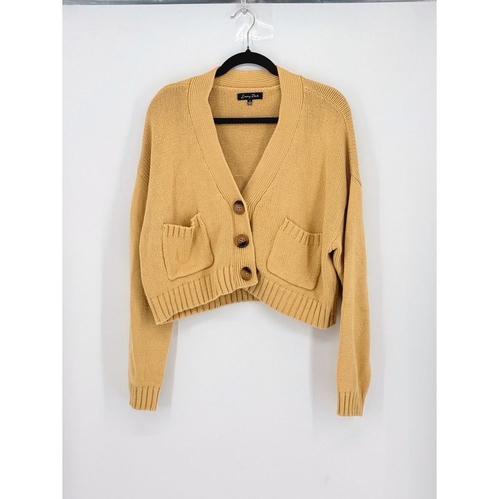 Womens Cropped Oversized Cardigan Mustard Cottage Coquette Dainty Indie Size S